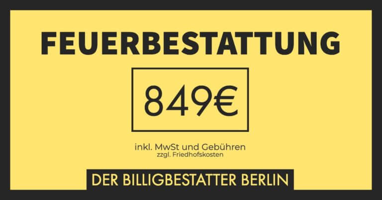 Billigbestattung - Feuerbestattung für 849€ inkl. MwSt. und Gebühren