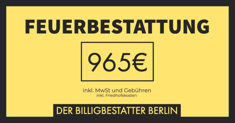Billigbestattung - Feuerbestattung für 965€ inkl. MwSt. und Gebühren